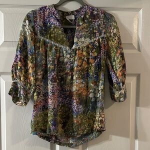 Anthropologie Dolan Flowering Pasture style silk blouse